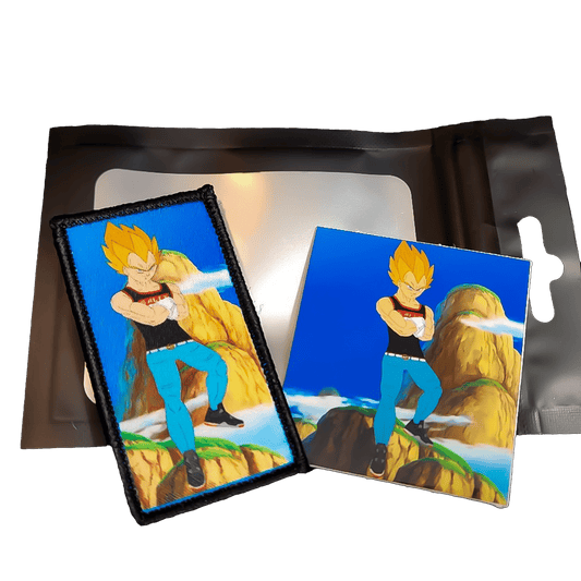 Sublimated Patch: Freshest Prince - Sublimated Patch - SBP-EP-FP-001 - Sticky Back Patch Company - Freshest Prince sublimated patch with matching art card, featuring a character in streetwear against a mountain background.