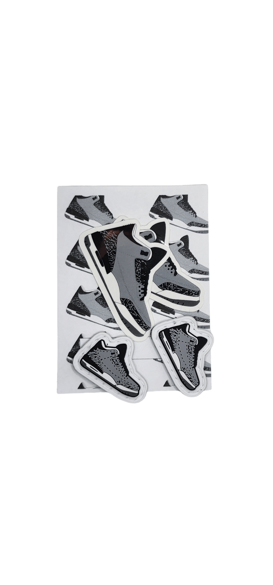 Set of Wolf Grey V1 PVC patches depicting sneaker designs on a art card.